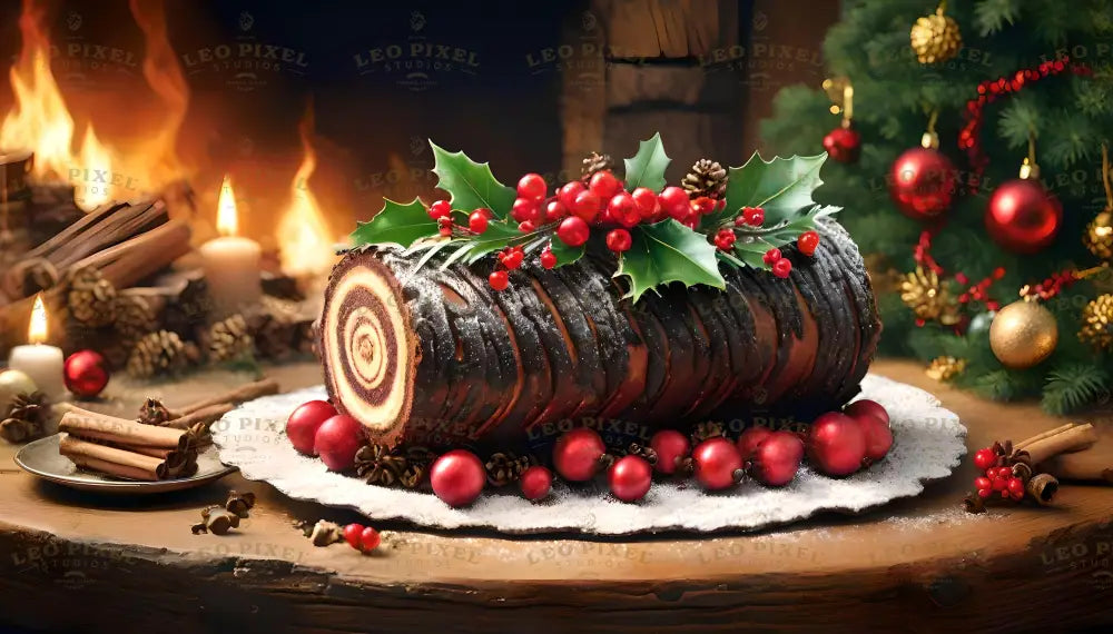 Christmas Yul Log Ai Generated Image