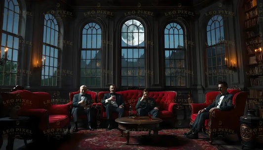 Classy Vampires Sitting In A Library Ai Generated Image