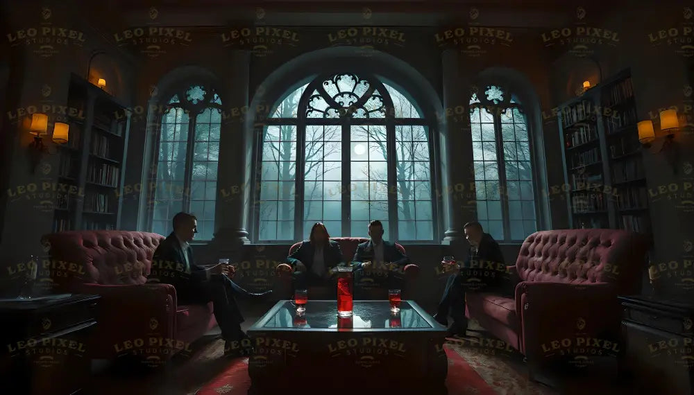 Classy Vampires Sitting In A Library Ai Generated Image