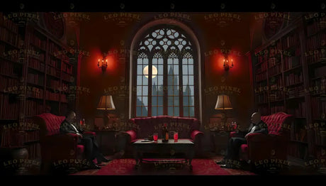 Classy Vampires Sitting In A Library Ai Generated Image