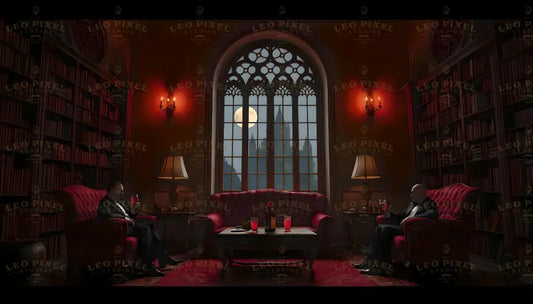 Classy Vampires Sitting In A Library Ai Generated Image