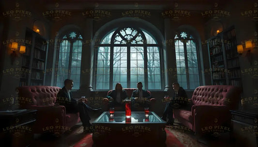 Classy Vampires Sitting In A Library Bundle Ai Generated Image