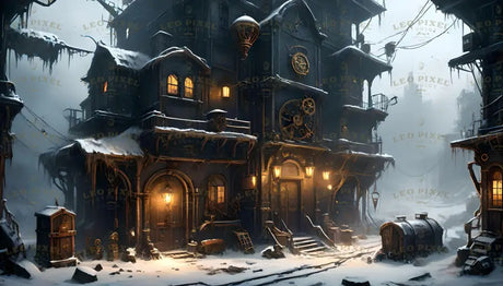 Clockwork Steampunk Refuge In The Frost Ai Generated Image