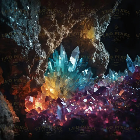 Crystals Inside A Cave Ai Generated Image