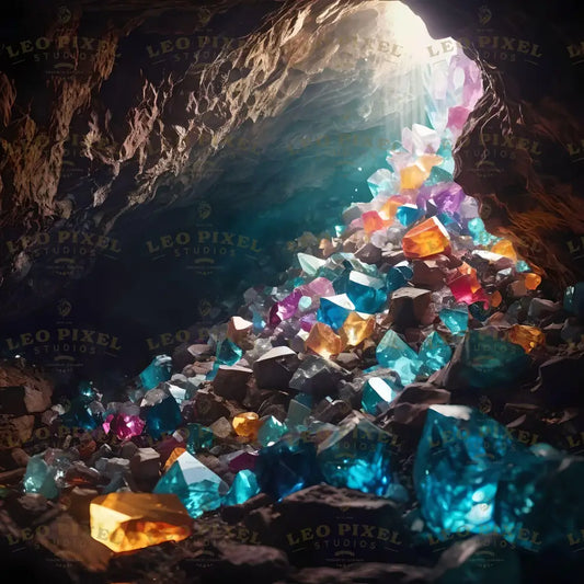 Crystals Inside A Cave Ai Generated Image