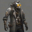 A cyberpunk engineer equipped with advanced gadgets and cybernetic enhancements stands as a symbol of ingenuity in a dystopian future. Donning a rugged trench coat and glowing yellow goggles, their detailed augmentations integrate seamlessly into their body. Tubes, mechanical limbs, and control interfaces reveal a character poised for innovation and survival in a high-tech, gritty world. Ai generated image.