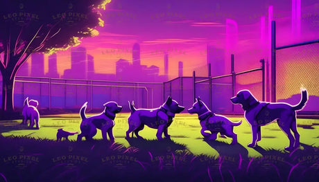 Dogs Playing In A Park Ai Generated Image