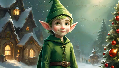 Elf And A Snowy House In The Background Ai Generated Image