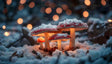 A cluster of snow-dusted red-capped mushrooms glows with a soft, magical light, illuminating the frosty forest floor. The warm amber glow contrasts beautifully with the cold white snow, creating a whimsical winter scene. In the blurred background, golden bokeh lights add to the enchanting atmosphere, evoking a sense of wonder and tranquility. This captivating image feels like a glimpse into a hidden fairy-tale world, blending nature and magic seamlessly. Ai generated. Photography style.