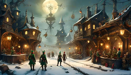 Enchanted Steampunk Winter Village Ai Generated Image