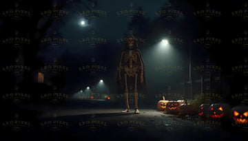 Evil Skeleton Walking The Streets At Night Bundle Ai Generated Image