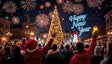 A vibrant crowd gathers in a beautifully lit city square to welcome the New Year. A towering Christmas tree adorned with ornaments and lights takes center stage, surrounded by glowing decorations. Fireworks explode across the night sky, filling the air with color and excitement. A cheerful snowman stands near a glowing "Happy New Year" sign as confetti rains down. The joyous atmosphere captures the spirit of togetherness and the excitement of new beginnings. Ai generated image.