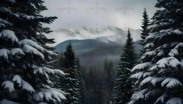 Fir Forest With Snowy Mountains As Background Ai Generated Image