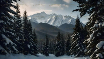 Fir Forest With Snowy Mountains As Background Ai Generated Image