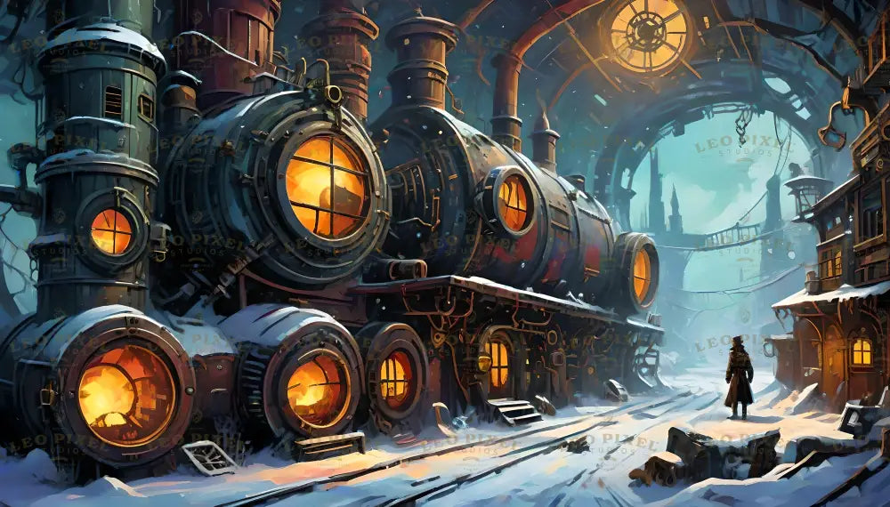 Furnace Row: A Steampunk Forge Ai Generated Image