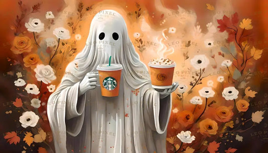 Ghost Holding A Starbucks Cup Bundle Ai Generated Image