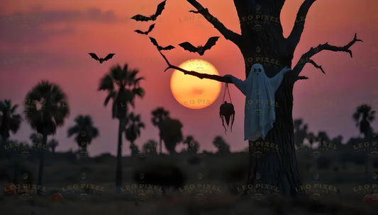 Ghost In A Tree At Sunset Ai Generated Image