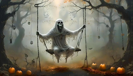 Ghost Sitting On A Swing In Forest Ai Generated Image