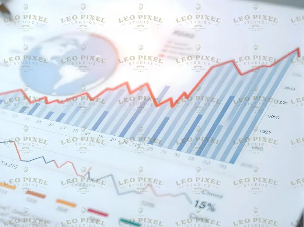 A detailed chart highlighting global financial data, featuring bar graphs and a bold red line graph that tracks market trends. The background includes a globe, emphasizing international relevance. This clean and professional layout serves as a strategic tool for analyzing and interpreting complex financial metrics and trends for informed decision-making. Ai generated image.