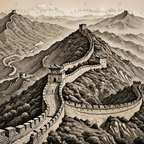 Great Wall Of China Chinese Illustration Ai Generated Image