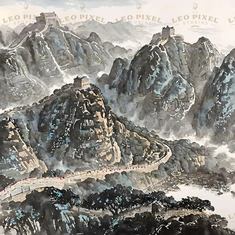 Great Wall Of China Ink Painting Ai Generated Image