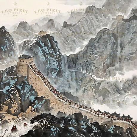 Great Wall Of China Ink Painting Ai Generated Image