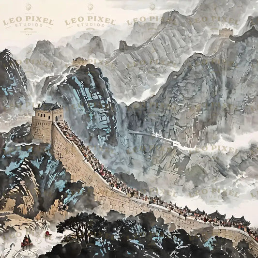 Great Wall Of China Ink Painting Bundle Ai Generated Image