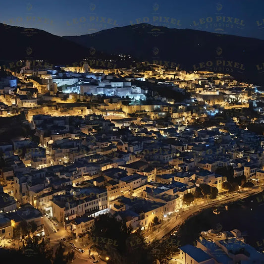 Greece At Night Ai Generated Image