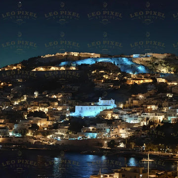 Greece At Night Ai Generated Image