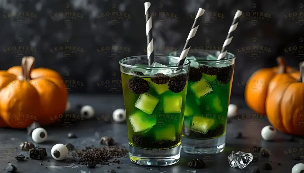 Green Halloween Drinks Bundle Ai Generated Image