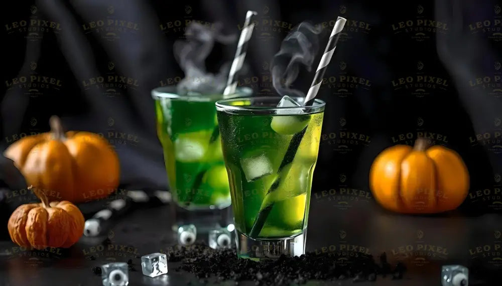 Green Halloween Drinks Bundle Ai Generated Image