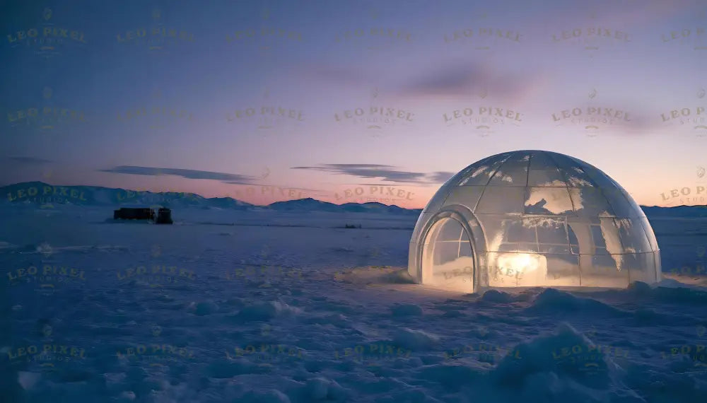 Igloo At Sunset Ai Generated Image