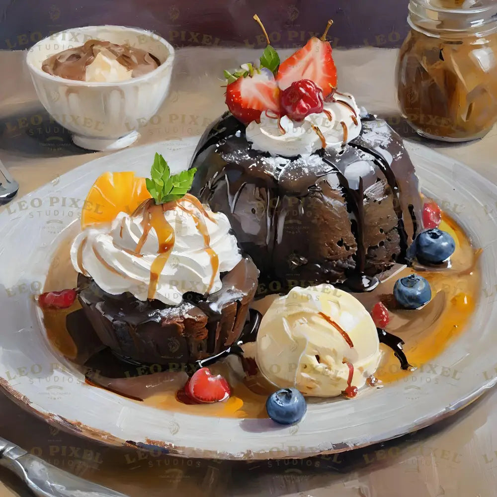 Lava Cake Dessert Bundle Ai Generated Image