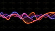 Digital image featuring smooth, flowing light waves in neon colors against a black background. The waves intertwine in shades of blue, pink, and orange, forming a dynamic pattern with fine lines adding texture. The glow of the colors creates a contrast with the dark background, enhancing the sense of depth and movement. The composition is balanced, with curves evenly distributed across the frame. Ai generated. Photography style.