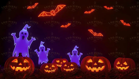 Neon Halloween Decorations Bundle Ai Generated Image