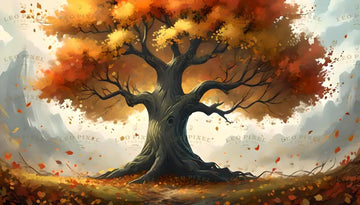 Orange Trees With An Autumnal Decor Bundle Ai Generated Image