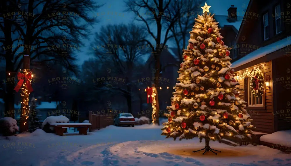 Outdoor Christmas Tree Ai Generated Image