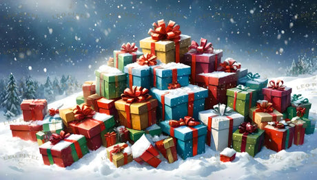 Pile Of Gifts Covered In Snow Ai Generated Image