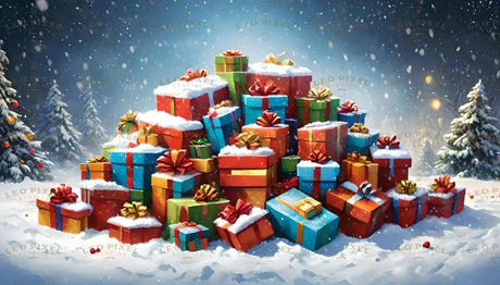 Pile Of Gifts Covered In Snow Ai Generated Image