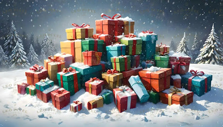 Pile Of Gifts Covered In Snow Ai Generated Image