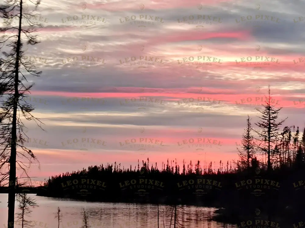 Pink Sunset And A Cloudy Sky Stock Photos