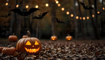 Pumpkins And Bats In A Forest Decor Bundle Ai Generated Image