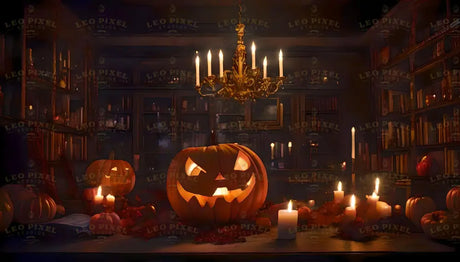 Pumpkins Inside A Library Bundle Ai Generated Image