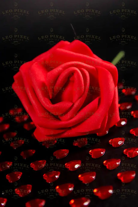 Red rose and heart gems bundle Stock Photos