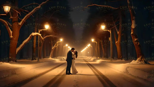 Romantic Winter Night Ai Generated Image