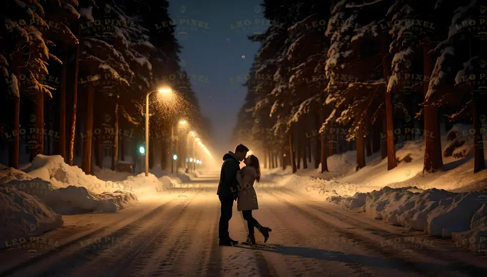 Romantic Winter Night Ai Generated Image