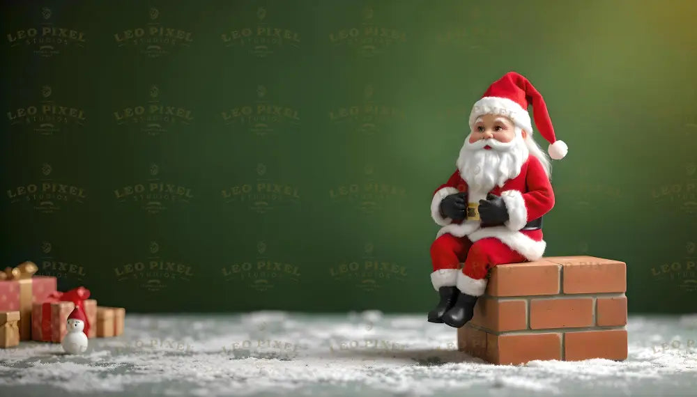 Santa Claus On A Green Background Banner Ai Generated Image