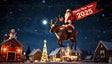 Santa Claus rides a reindeer through a serene moonlit sky, holding a vibrant "Happy New Year 2025" banner. Below, a picturesque village glows with festive charm, featuring illuminated houses, a beautifully decorated Christmas tree, and cheerful snowmen. The tranquil winter setting captures the magic of the holiday season, symbolizing joy, hope, and celebration. This enchanting scene reflects the warmth and wonder of a New Year’s Eve filled with festive spirit and anticipation. Ai generated image.