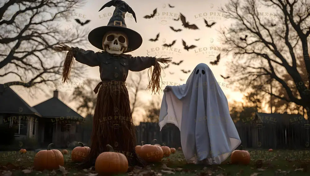 Scarecrow And Ghost Bundle Ai Generated Image