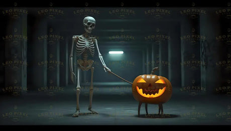 Skeleton And His Pumpkin Friend Bundle Ai Generated Image